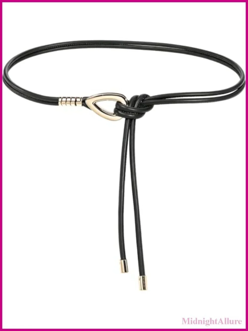 PU Leather Tie Waist Belt Thin Knotted with Metal Buckle